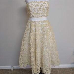 Strapless Ribboned Layered Embellished Midi  Dress